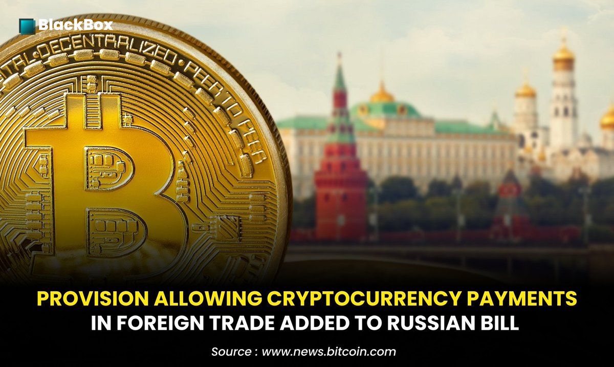 bbox_research's tweet photo. A proposal to permit companies to use #cryptocurrency in cross-border settlements has made its way to a draft law designed to regulate #Russia’s crypto space this year.

Learn more :
https://t.co/CZIHsKSU9R https://t.co/iHlb39MBci