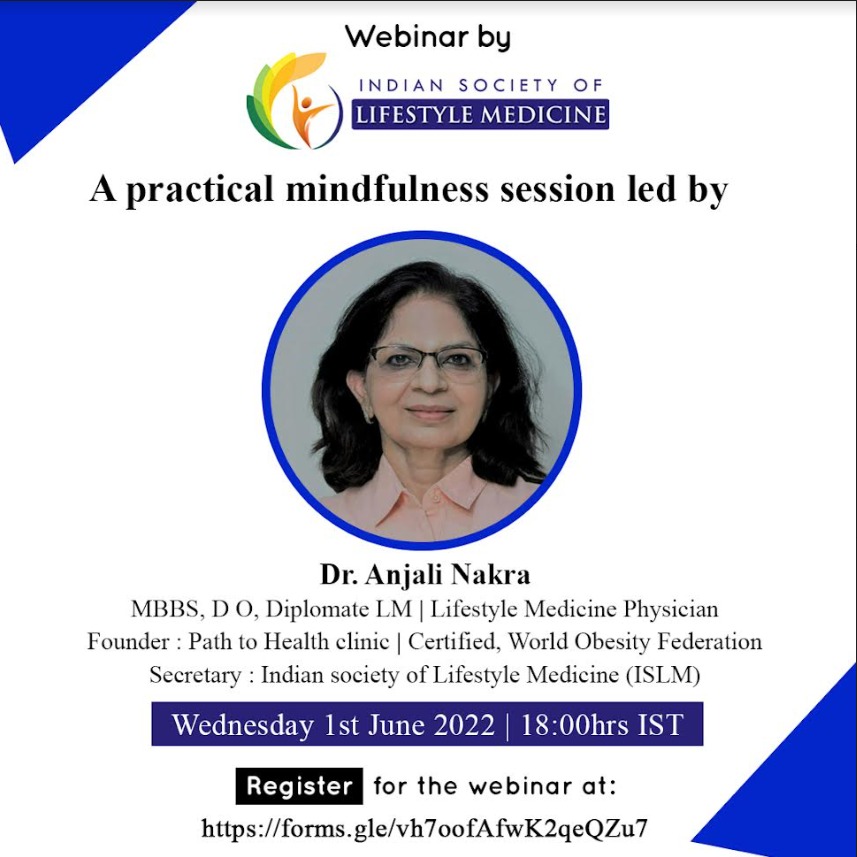 Register today for a special session conducted by ISLM for LM Week
Date : Wednesday, June 1, 2022
Time : 6.00 PM IST
A practical mindfulness session led by Dr. Anjali Nakra

To Register : forms.gle/vh7oofAfwK2qeQ…