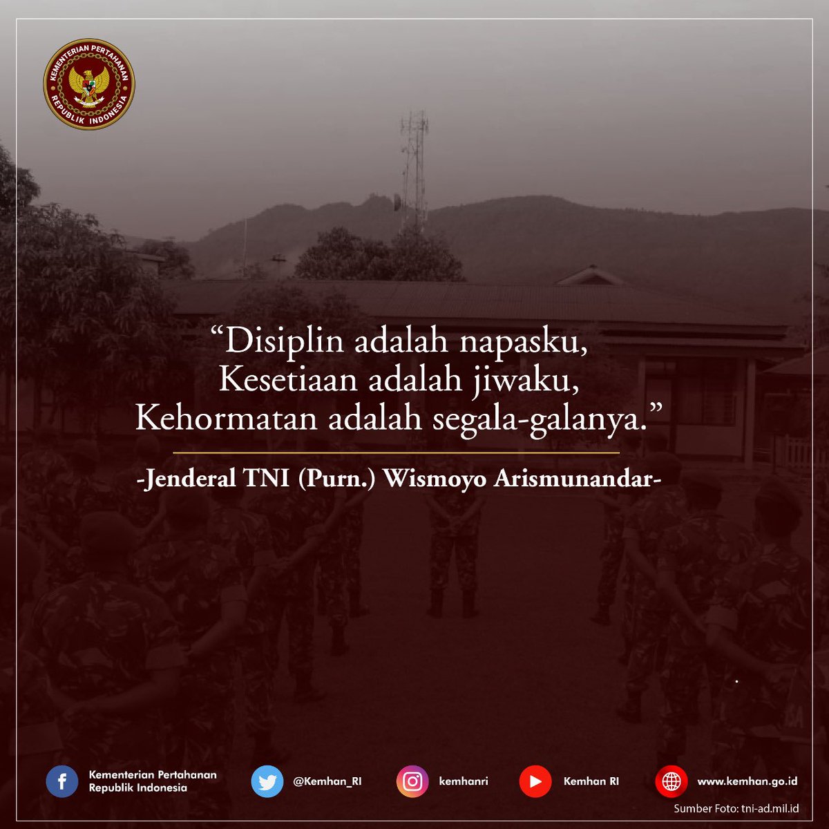 Kemhan_RI's tweet photo. Jenderal TNI (Purn.) Wismoyo Arismunandar adalah pribadi yang berkharisma, berjiwa kepemimpinan tinggi, berkemampuan dalam pembinaan dan memiliki etos kerja yang baik. https://t.co/wpIFIGRMGD