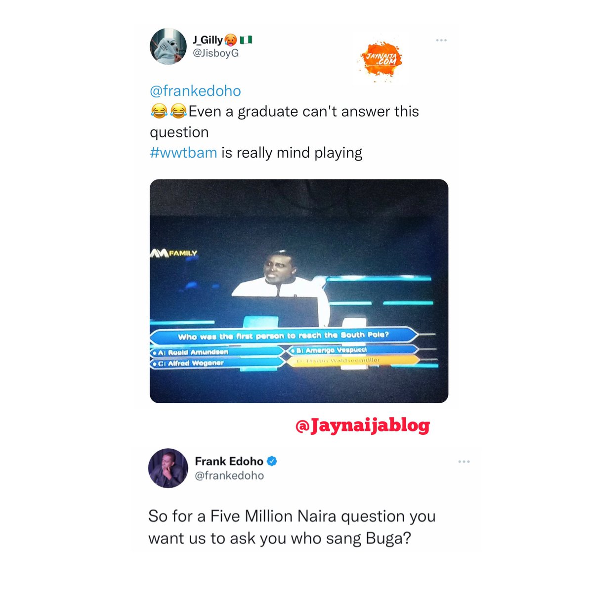 JayNaija's tweet photo. A thread of some savage, and funniest replies/videos i came across yesterday.

1. God abeg, Frank is Savage 😂😂 https://t.co/MhCqLX09sg
