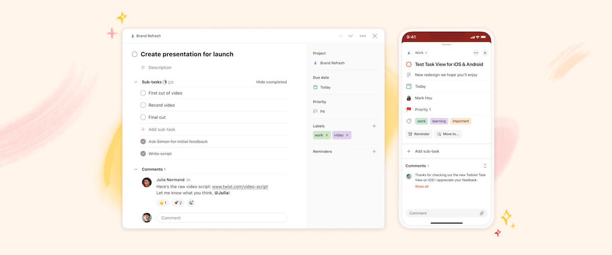 Une nouvelle vue de vos tâches sur <a href="/todoist/">Todoist</a> avec une meilleure visibilité sur les sous-tâches et commentaires, et les infos essentielles rassemblées dans la colonne de droite

blog.doist.com/todoist-new-ta…