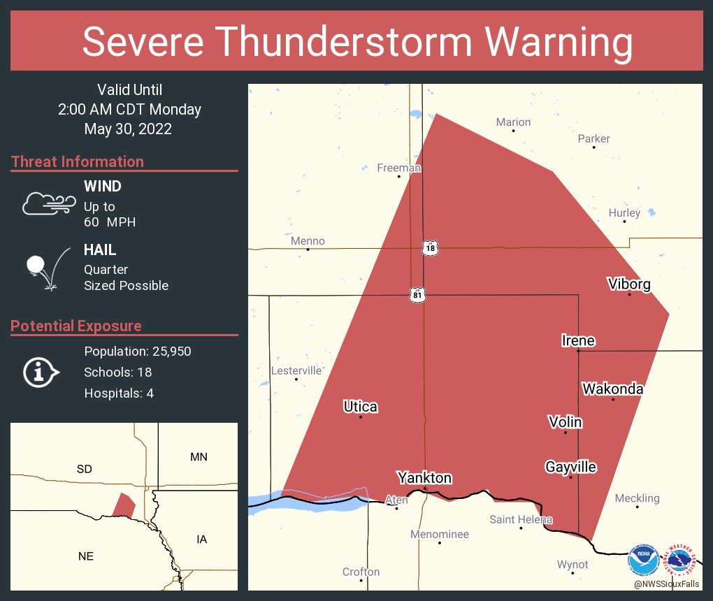 NWS Sioux Falls on Twitter "Severe Thunderstorm Warning including