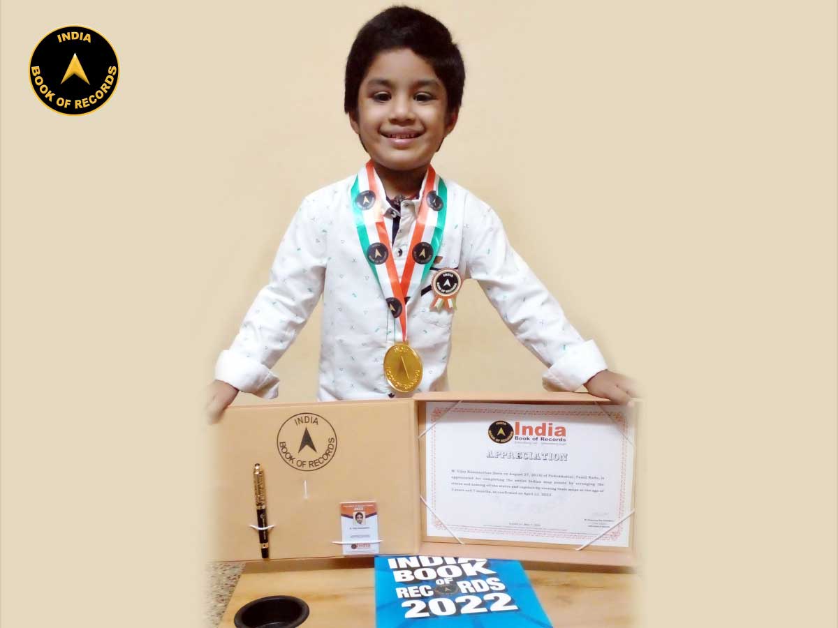 indiabookrecord's tweet image. M. Vijay Ramanathan of #Pudukkottai, #TamilNadu, is appreciated for completing the entire Indian #mappuzzle by arranging the states and naming all the #states and #capitals by viewing their #maps at the age of 3 years and 7 months.

Read At: indiabookofrecords.in/m-vijay-ramana…