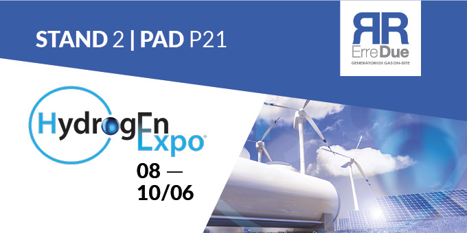 VIENI A SCOPRIRE LE NOVITÀ DEI NOSTRI GRANDI IMPIANTI GREEN HYDROGEN PLUG &amp; PLAY.
Da mercoledì 8 Giugno a venerdì 10 Giugno 2022, parteciperemo a HYDROGEN EXPO 2022, la prima mostra-convegno italiana dedicata al comparto tecnologico per lo sviluppo della filiera dell’idrogeno.