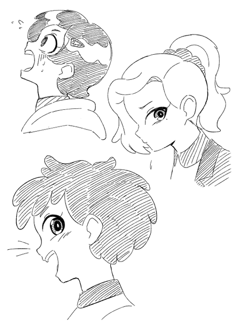 とにかく横顔を描いた自分絵スタイルのアンとサーシャとマーシー 