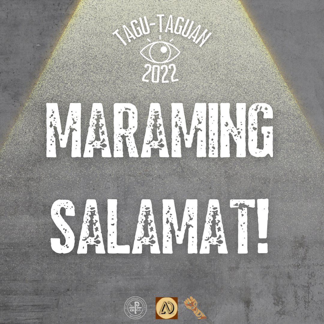 artsndesignSSAM's tweet photo. Muli kaming nagpapasalamat sa inyong pagsuporta at panonood ng Tagu-Taguan! Nawa’y naging gabay ito sa pagpapalalim ng ating pagtingin sa iba’t ibang danas at naratibo ng mg mga Pilipino ukol sa aspekto ng kaganapan ng bansa. https://t.co/hSilOH8mCO