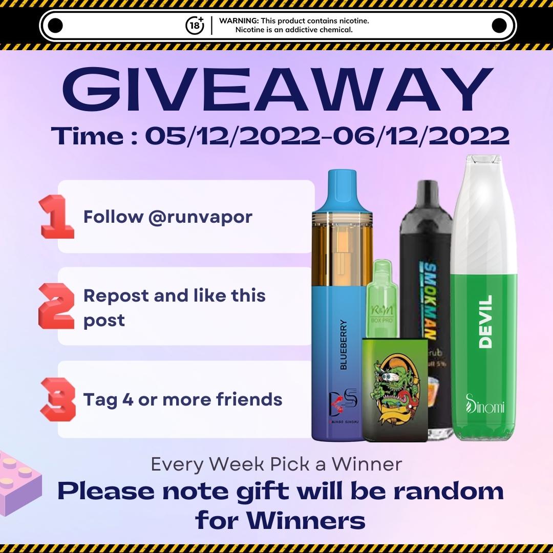 RunVapor's tweet image. We're giving you the chance to WIN 🌷GIVEAWAY TIME!🌷 Every week pick a winner 🌷Time: 05/12/2022 - 06/12/2022🌷

FOLLOW each step for your chance to WIN:
1. Follow @runvapor
2. Repost and like this post
3. Tag 4 or more friends
.
#giveaway #giveawaycontest #runvapor #giveaways