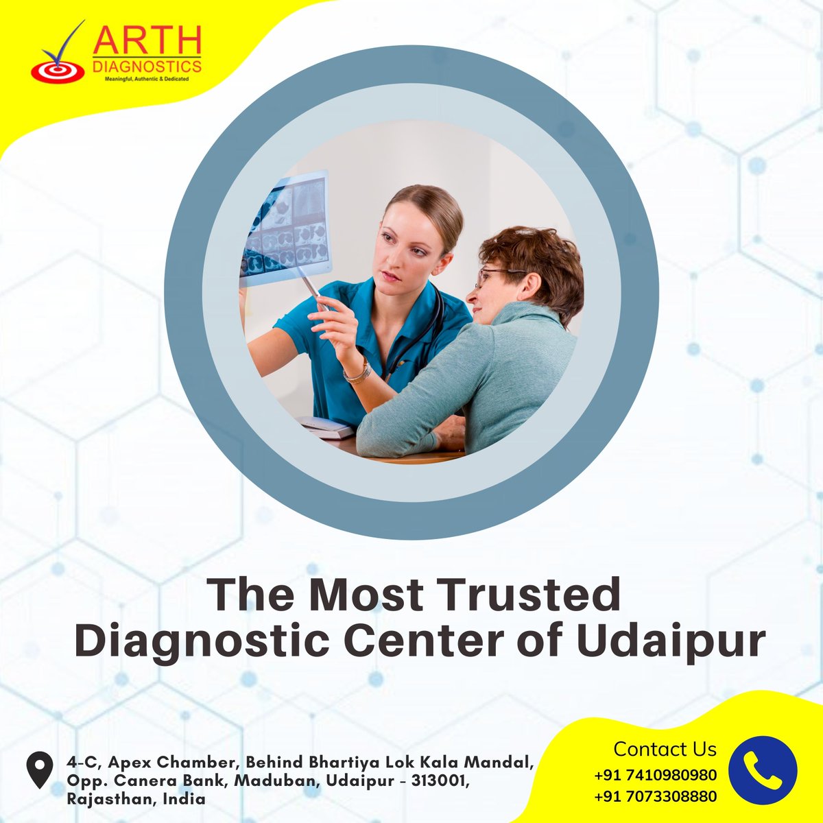 ArthDiagnostics's tweet image. आपके विश्वास ने बनाया है हमें उदयपुर का नंबर 1 डायग्नोस्टिक सेंटर 

arthdiagnostics.com
Call: +91 7410980980
3rd Floor, 4C Arth Building, Behind BhartiyaLokKala Mandal,Udaipur

#arthdiagnostics #bestdiagnosticcenter #healthcare #healthcheckup #healthcare #pathology #udaipur