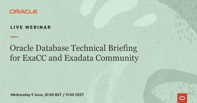 pparada_oracle's tweet photo. Join this webinar to discuss #Oracle #Database (DB) performance on #Exadata platforms and learn about online scaling of Autonomous DB on ExaC@C. https://t.co/hZFRQWG4uu https://t.co/HS3oGbqXlU