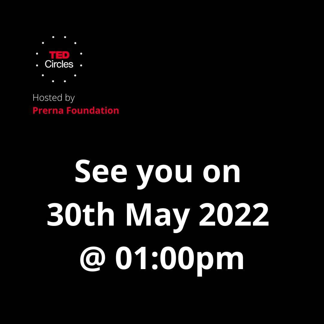 PrernaFoundn's tweet photo. #TedCirclesHostedByPrernaFoundation #May2022

We are thrilled to announce that the 18th Edition of TED Circles hosted by the Prerna Foundation to be hosted on 30th May 2022.

Theme - Dare to Start 

Ted Circle Leader - Diksha Sinha @dikshapenz https://t.co/gfqwK7Kgov