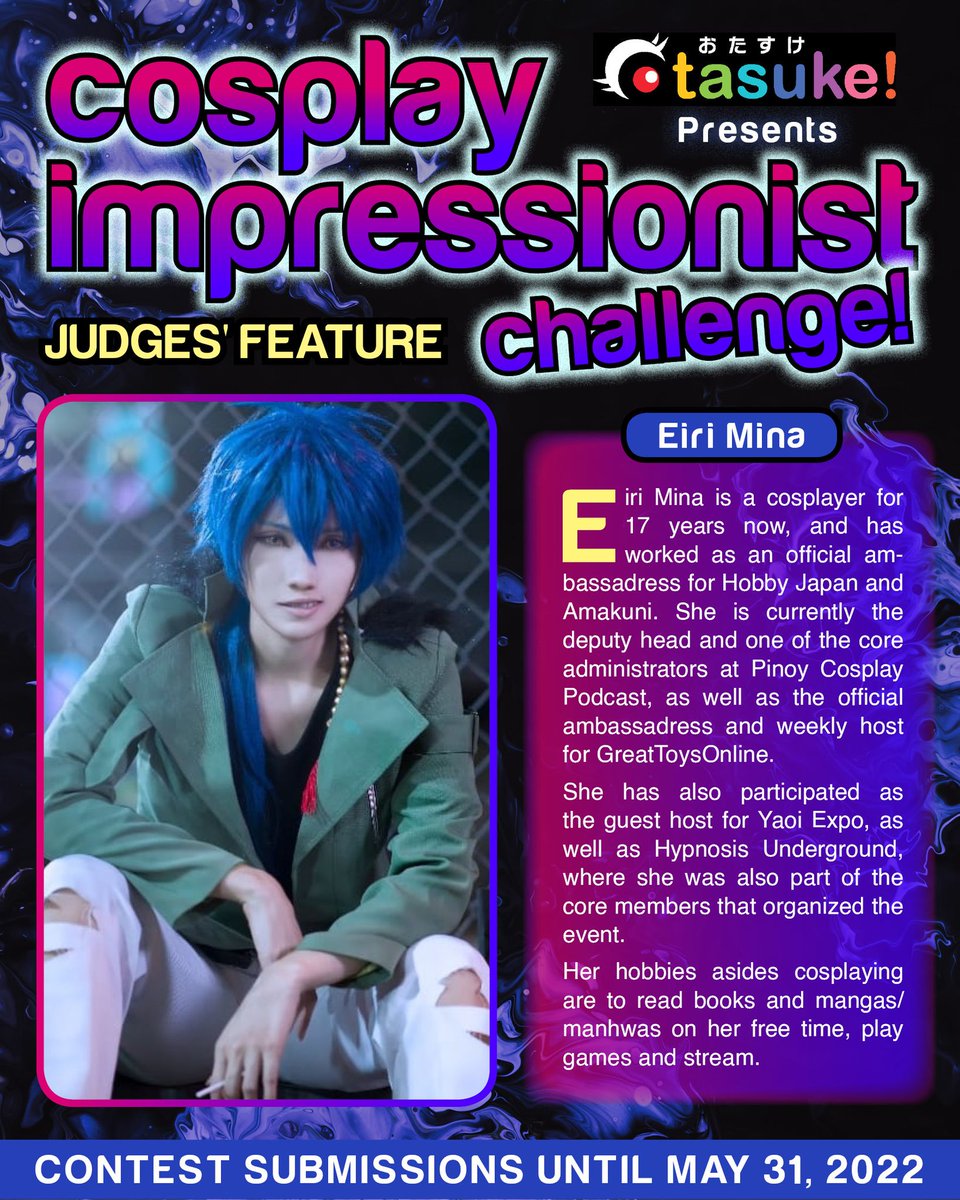 otasukeapp's tweet photo. Introducing the judges of Otasuke's Cosplay Impressionist Challenge !
Join the contest if you haven't yet !
Full Details 👉https://t.co/HvyJ3DIHG3
Let’s Download Now !
Otasuke! Cosplay Community App
Android & iOS 👉 https://t.co/dW4YuC652X
#otasuke #cosplay #CIChallenge https://t.co/yTbCxIRzUf