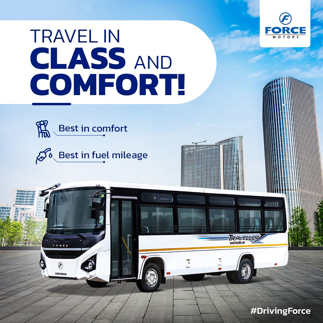 ForceMotorsFML's tweet photo. Travel with us for a safe, comfortable and classy experience! #DrivingForce   
.
.
#ForceMotors #ForceMotorsLimited #FML #auto #automotive #transport #passenger #passengervehicles #traveller #worklife #monobus https://t.co/T2rrVU9bqB