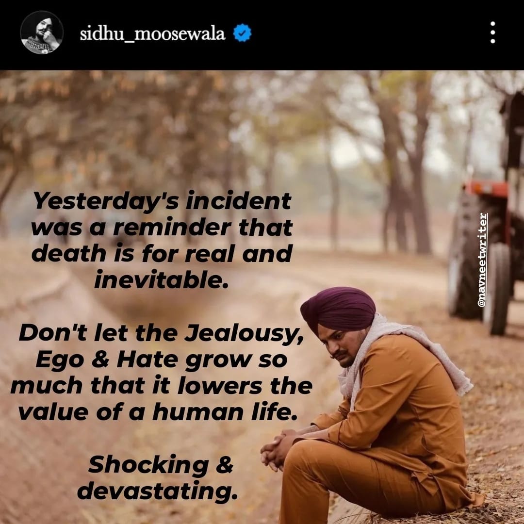 SeasonOfNav's tweet photo. Shocking &amp; Devastating.
But Legends live forever 🔥

#sidhumoosewala https://t.co/VdCkBF8o5e