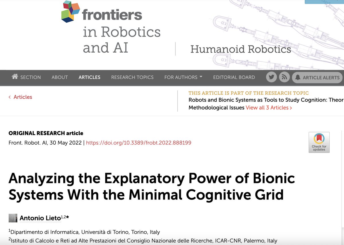 antoniolieto's tweet photo. The paper "Analyzing the Explanatory Power of Bionic Systems with the Minimal Cognitive Grid" now published @FrontRoboticsAI https://t.co/KA9NZzKQ6k exploits the Minimal Cognitive Grid introduced @ https://t.co/H3bCYDCrhg to argue about the explanatory status of #bionicsystems https://t.co/QPyxm9oFvW