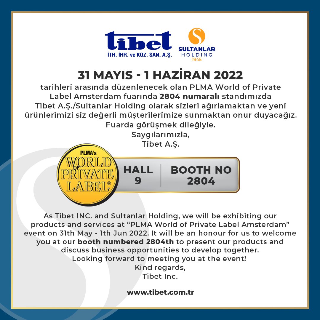 31 Mayıs – 1 Haziran tarihlerinde düzenlenecek olan PLMA AMSTERDAM 2022’deki standımızda sizleri ağırlamaktan mutluluk duyacağız! 

We will be happy to welcome you at our stand at PLMA AMSTERDAM 2022, which will be held between 31 May - 1 June! 

#PLMAAMSTERDAM2022 #PLMA