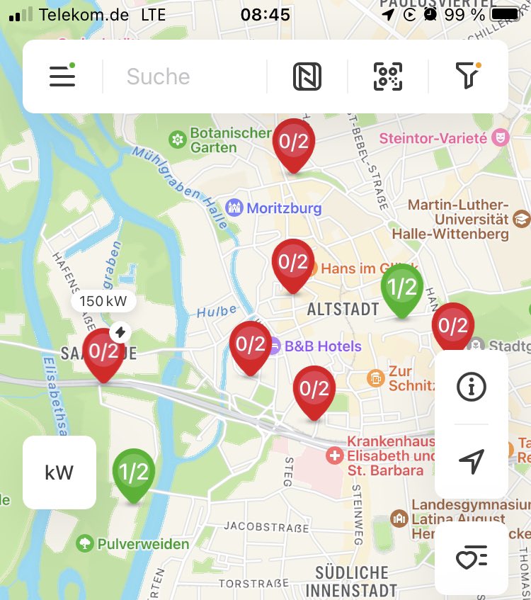 ripthebones's tweet image. Die Ladesäulen in der Innenstadt von #halle sind neuerdings gut ausgelastet. #emobility kommt also in Fahrt. Jetzt ist es an der Zeit, bei der Infrastruktur aufzustocken. @stadt_halle oder @StadtwerkeHalle, gibt es dazu schon (Ausbau-)Pläne?
