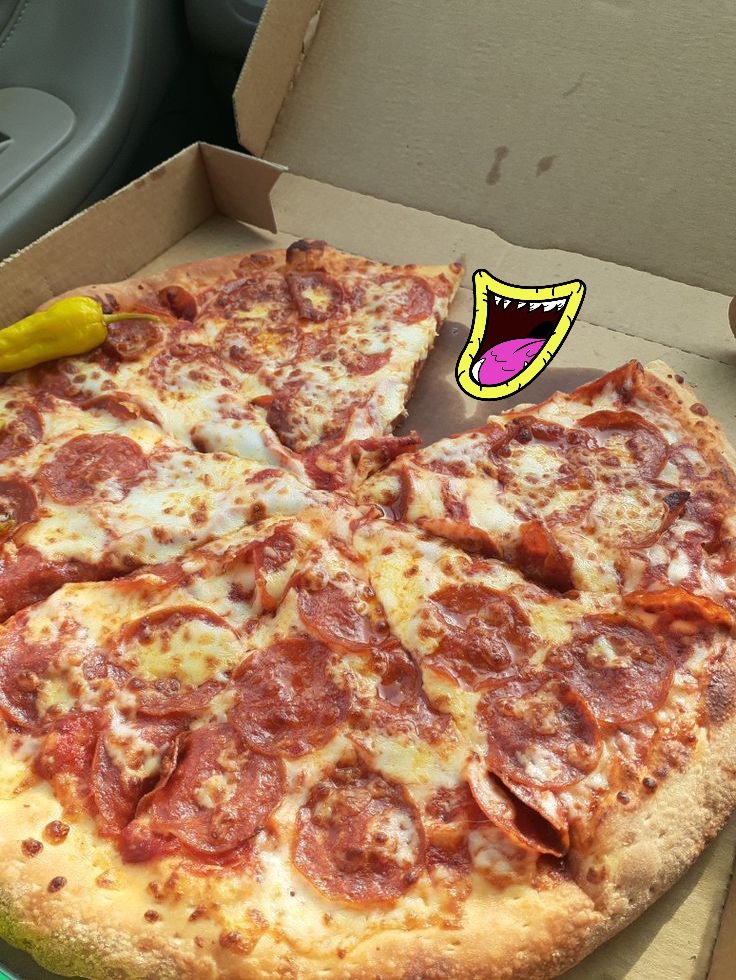 pizza in car