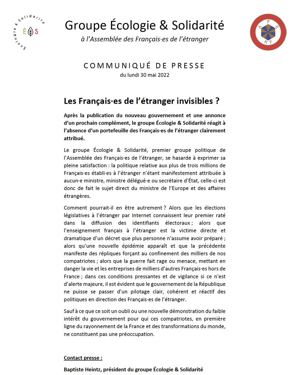 Eco_Sol_AFE's tweet photo. 🚨 Notre réaction face à la mise en place du nouveau #gouvernement : Les Français·es de l’étranger invisibles? ⬇️⬇️⬇️
#Francaisdeletranger #AFE #legislatives2022 #education #FdE https://t.co/JfVq98xTui