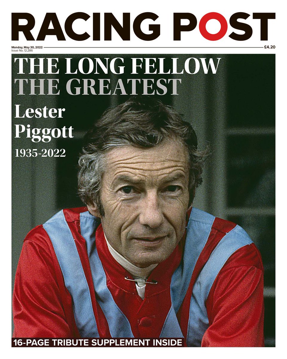 RacingPost's tweet photo. In today's Racing Post. . .

Tributes to a true racing legend.

Lester Piggott, 1935-2022 https://t.co/nF8cqBDajg