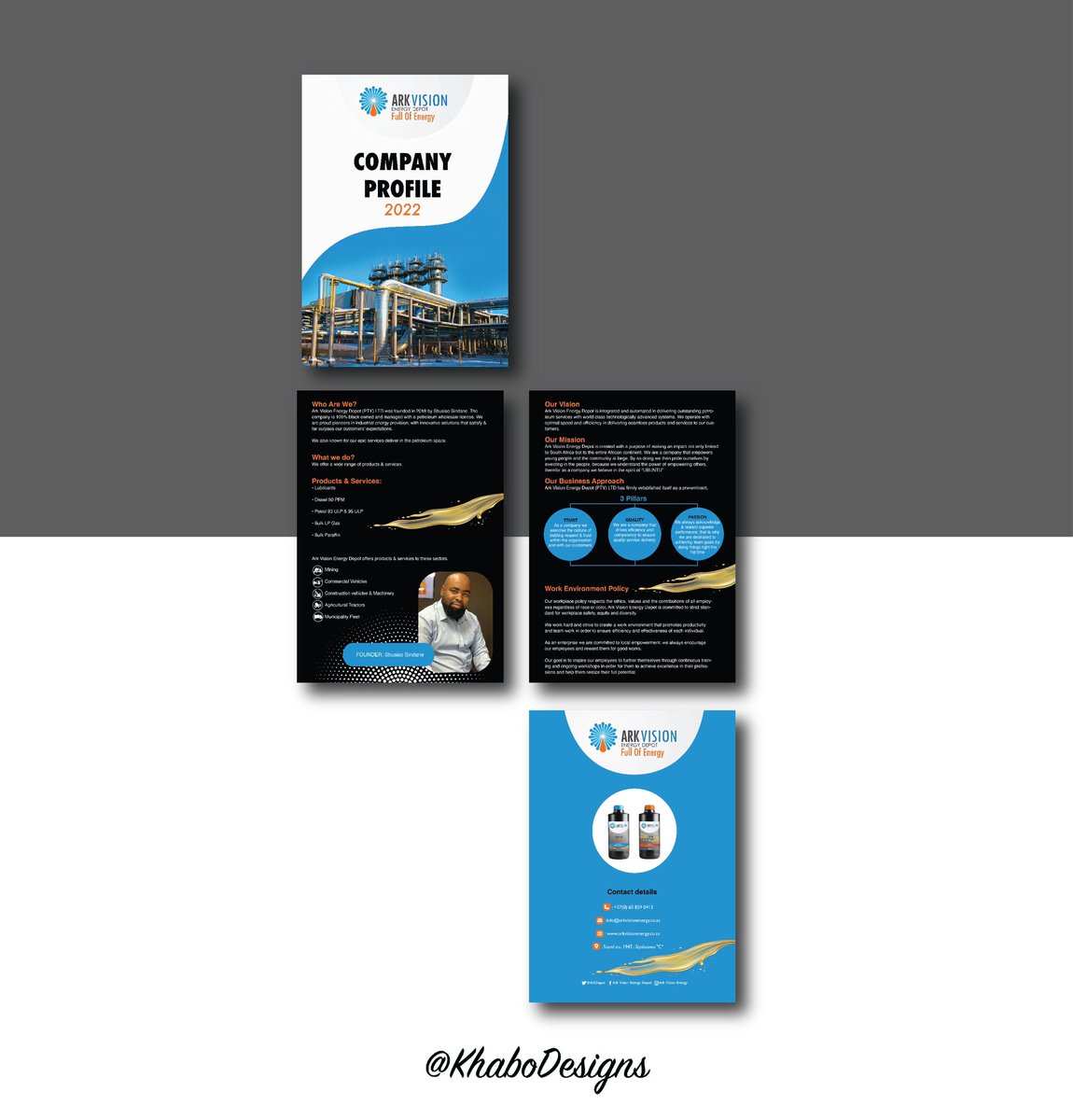 KhaboDesigns's tweet photo. Company profile is like the Curriculum Vitae of your business. The company profile informs the reader of your business, service offering, expertise and location etc. 

#companyprofile #company #profile #booklet #cv #graphicdesign #design #graphics #fuel #petrol #oil #minerals https://t.co/haLe6DHKuC