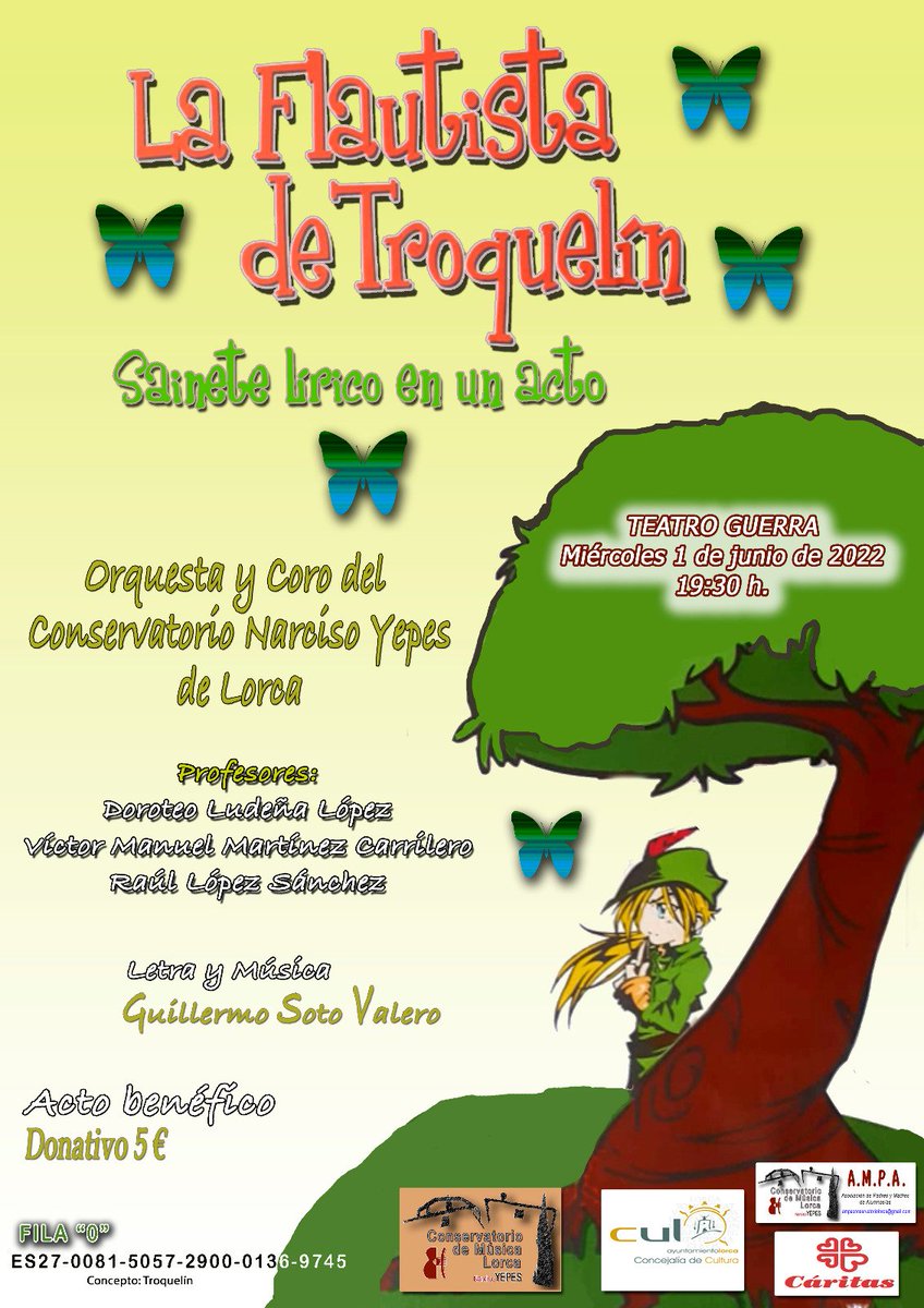 ¡¡Semana cargada de Actividades!! 
▶️Lunes: concierto banda y Corazón al Sur
▶️Martes: Concierto de los coros y merienda cortesía del AMPA. Último día de clase
▶️Miércoles: La flautista de Troquelín, zarzuela en el Teatro Guerra
▶️Jueves: Entrega de notas y concierto de la Banda