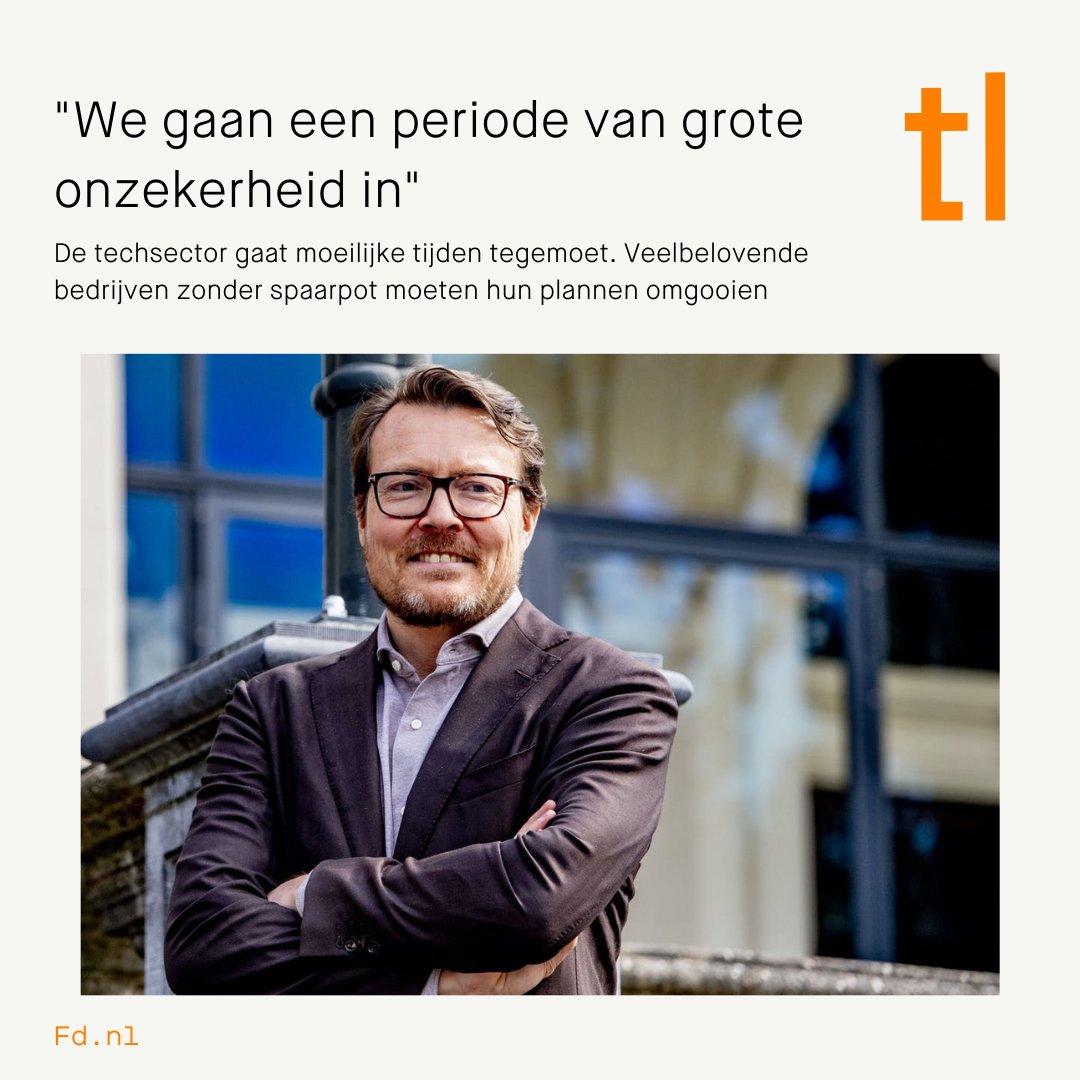 ⚠️ Techbedrijven gaan een periode tegemoet waarin geld ophalen lastig en duur is.
Vooral startups die nu nog geen investeerder hebben, krijgen het zwaar.

➡️  Lees het interview: hubs.li/Q01cnbDL0