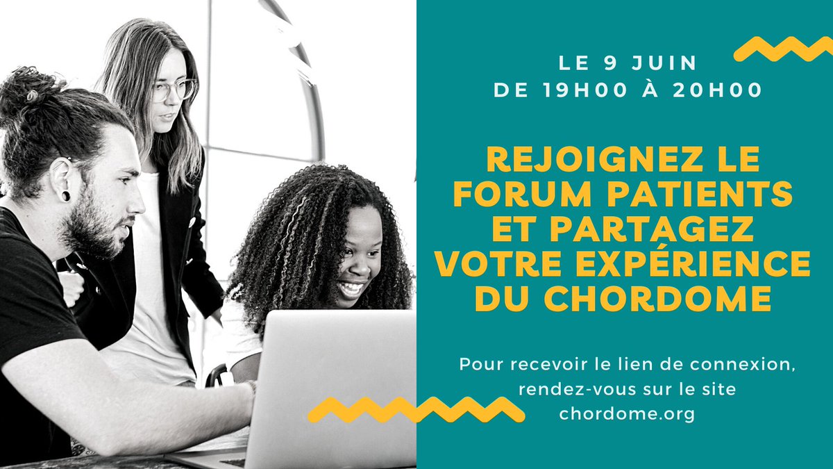 chordome_org's tweet photo. Tous les mois, retrouvez le #Forum Patients, une opportunité unique pour échanger en ligne sur le #chordome. Pour recevoir le lien de connexion, il suffit de nous envoyer un message 👉 https://t.co/z602uEjJG3 
Prochaine session : le 9 juin à 19h00. Nous vous attendons nombreux ! https://t.co/HhtgbEWqkk