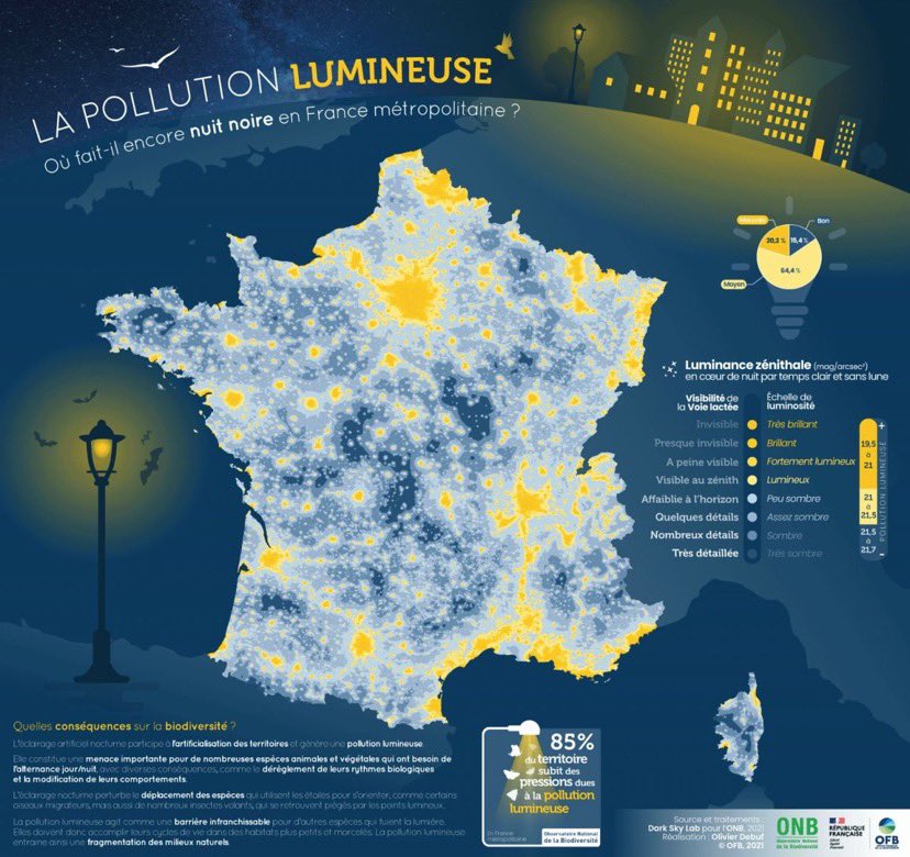 irwinj0hj's tweet photo. La carte de la pollution lumineuse et ses impacts sur la biodiversité 🦇💡 https://t.co/9Ljphb1Mh8