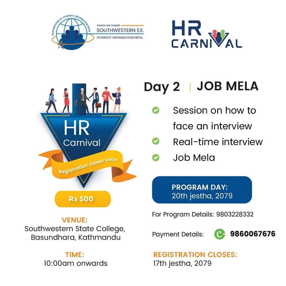 ROEUpdates's tweet photo. Hurry Up! 
After successfully organizing the first day workshop, SESON Nepal has opened registration for the 2nd day.

Registration Form : https://t.co/zJzNJTbz1Z

#jobs #personaltrainer #carnival #Roeupdates https://t.co/gCa1olgHUa