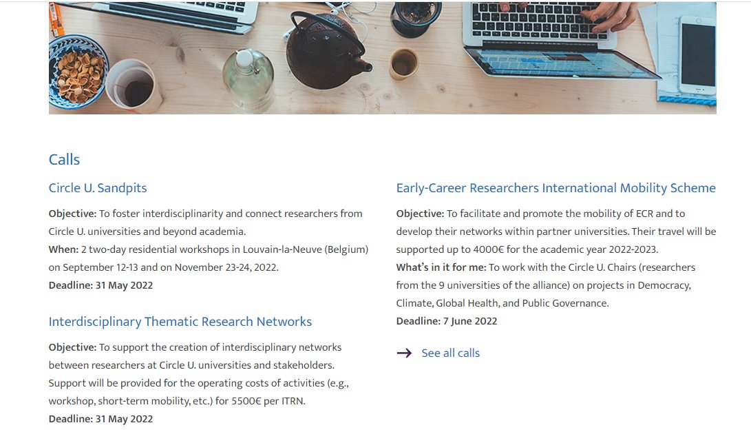 If research and internationalisation are what you do and love, we have some good opportunities for you 
➡️circle-u.eu/opportunities/…

⏱️ Please note: the deadlines are imminent, so run! 🏃‍♀️🏃

#globalhealth #climate #democracy  #interdisciplinary #research