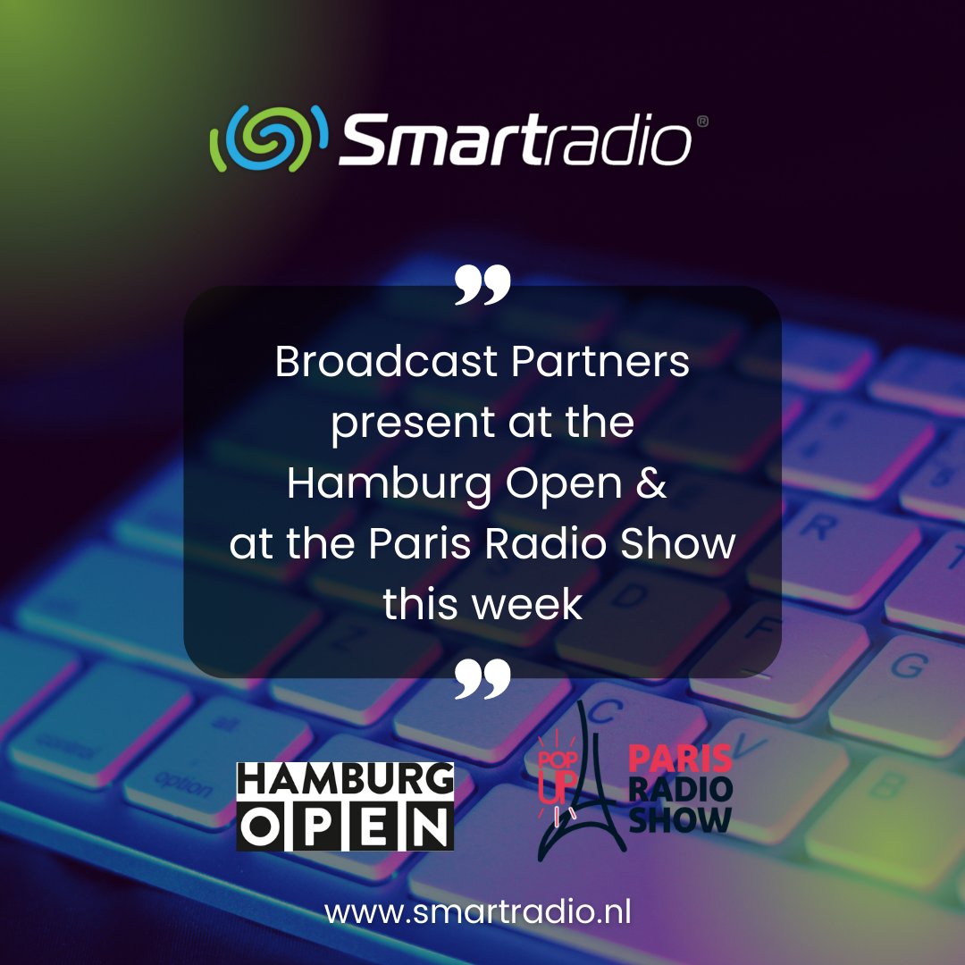 𝖡𝗋𝗈𝖺𝖽𝖼𝖺𝗌𝗍 𝖯𝖺𝗋𝗍𝗇𝖾𝗋𝗌 𝗐𝗂𝗅𝗅 𝖻𝖾 𝗉𝗋𝖾𝗌𝖾𝗇𝗍 𝖺𝗍 𝗍𝗁𝖾 𝖧𝖺𝗆𝖻𝗎𝗋𝗀 𝖮𝗉𝖾𝗇 𝖺𝗇𝖽 𝖺𝗍 𝗍𝗁𝖾 𝖯𝖺𝗋𝗂𝗌 𝖱𝖺𝖽𝗂𝗈 𝖲𝗁𝗈𝗐 this 𝗐𝖾𝖾𝗄. 𝖶𝗂𝗅𝗅 𝗐𝖾 𝗌𝖾𝖾 𝗒𝗈𝗎 𝗍𝗁𝖾𝗋𝖾?

#Broadcastpartners #hamburgopen #broadcasting #ParisRadioshow #Paris