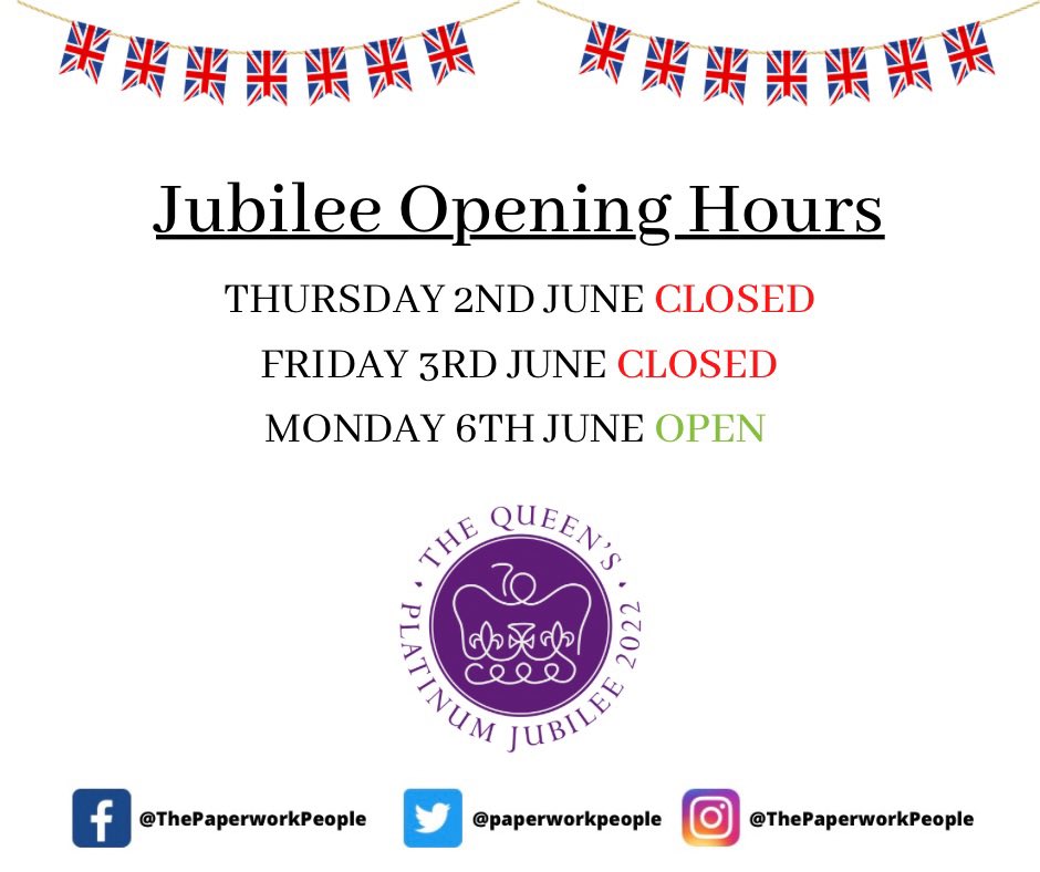 Jubilee Opening Hours #JubileeCelebration