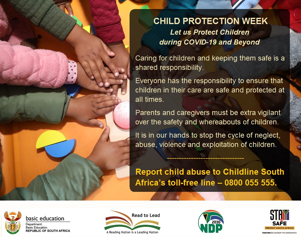DBE_SA's tweet image. Good morning 🙂

Child protection is everyone's responsibility. We all have a duty to care for the children in our society.

#ChildProtectionWeek2022