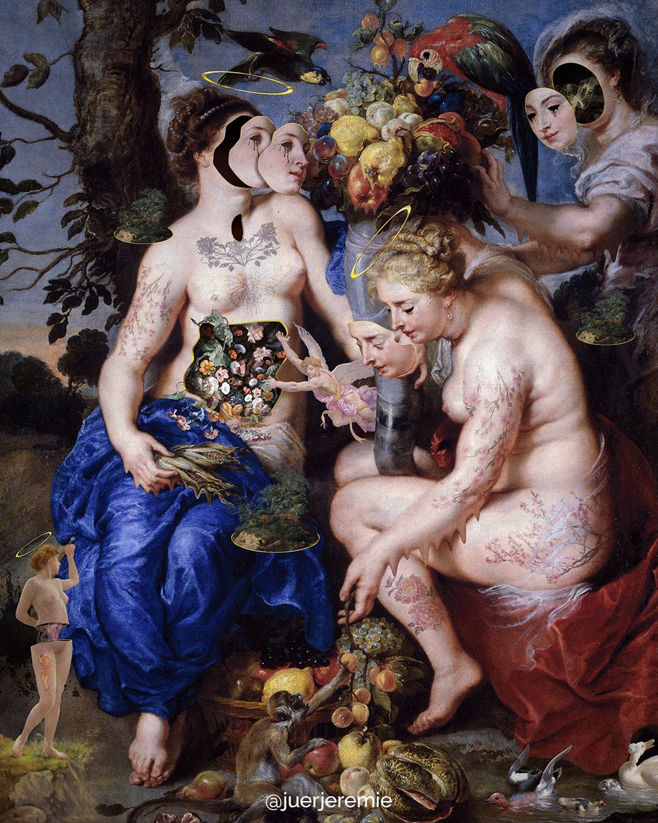 juerjeremie's tweet photo. Dulce periculum

🖼️ original #art Peter Paul Rubens - Ceres With Two Nymphs (1624) ;
Alexandre Cabanel - Psyché (1881);
Rachel Ruysch - Still Life with Flowers (1750s);
Melchior d'Hondecoeter - Chickens and Ducks (1680).

#collage #collageart #collageartwork #collageartist https://t.co/FPDBDKjvn6