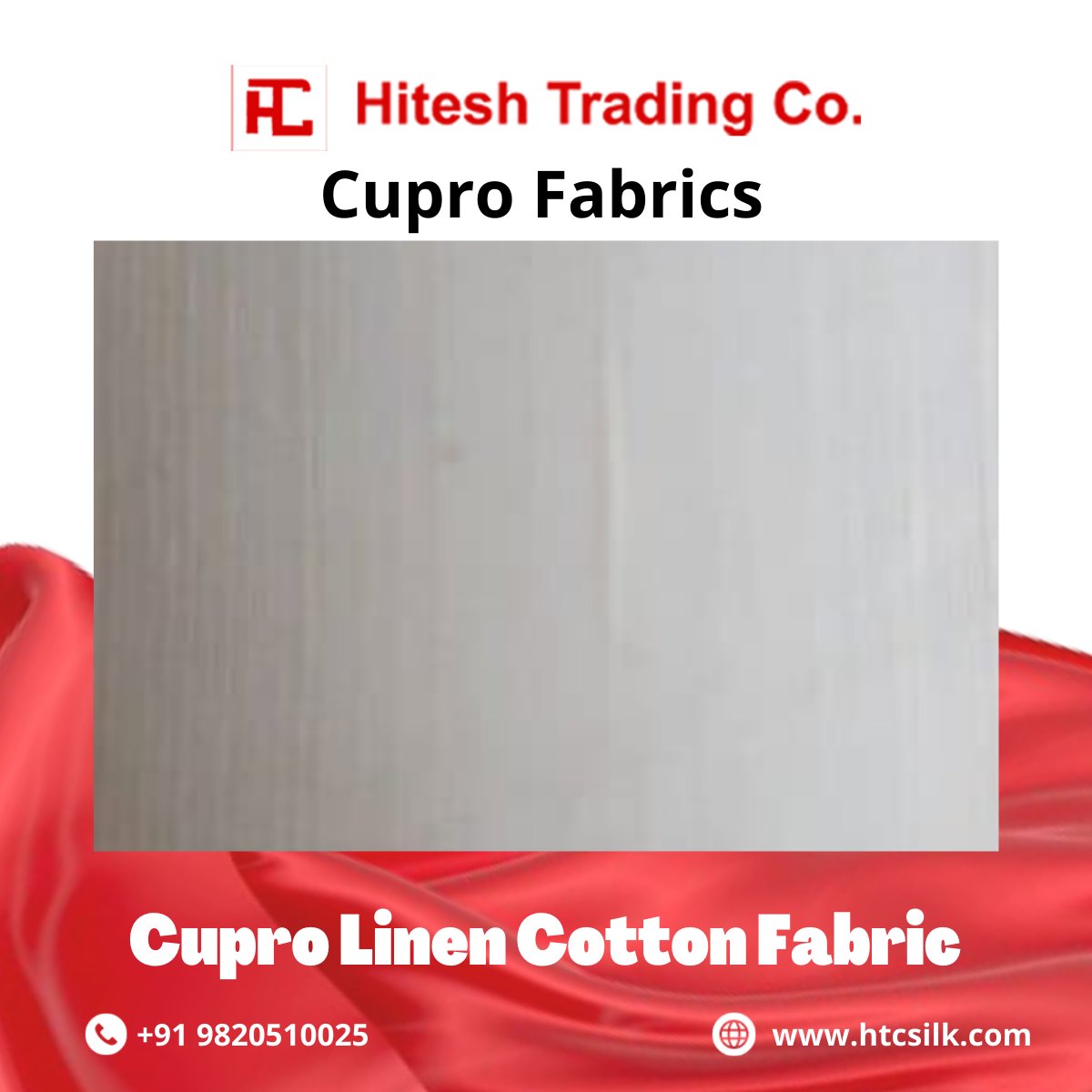 HiteshTrading's tweet photo. Find the best quality, 100% pure Cupro Linen Cotton Fabric only at HTC Silk, the premium wholesale importer of fabrics in India. Visit our website now! 

#HiteshTradingCompany #CuproLinenCottonFabric
#FabricSilk https://t.co/BngmphGPCV
