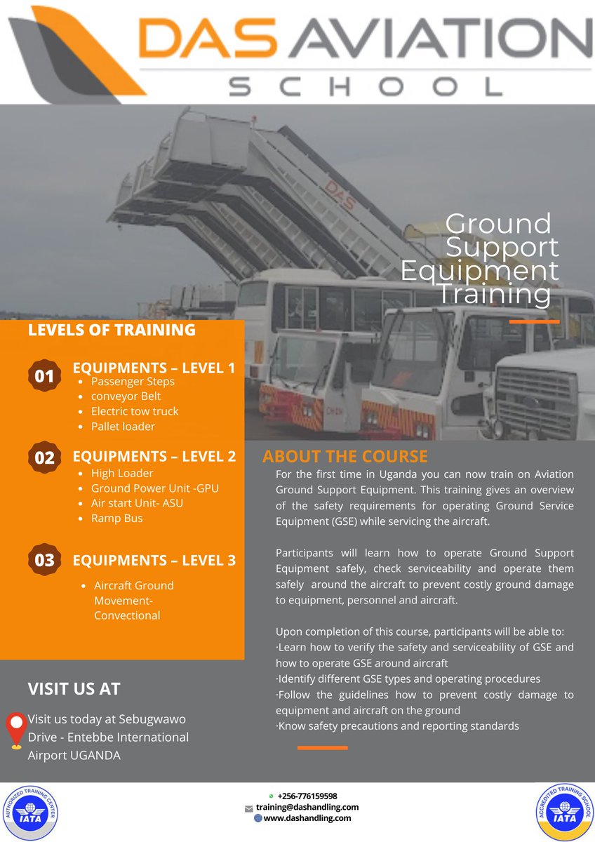 DasHandling's tweet photo. For the first time in Uganda you can train on Ground Support Equipment.
Enroll in our Training Program.
#Groundsupportequipmenttraining 
#groundsupportequipment https://t.co/SouG7fVqfu