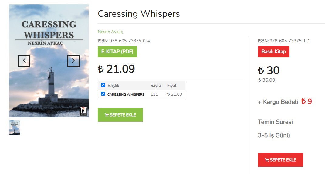 YENİ NESİL YAYINCILIK
Bölümlü ve POD opsiyonlu elektronik kitap dağıtım portalı: talebe.com
'Caressing Whispers ' SUYLA Yayınlarından e -kitap ve basılı olarak yayınlandı. Sitemizden ulaşabilirsiniz.
talebe.com/kitap/caressin…