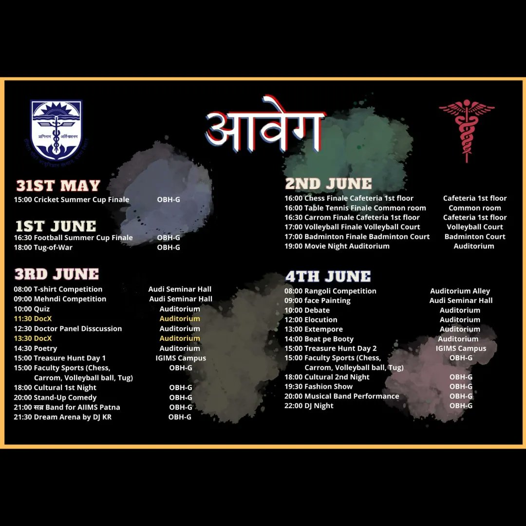 #Aavheg #SummerFest #IGIMS 
FINALLLYY!!!! The interval of wait's over.. Let's live the very moment and get lost into it.
Play🏏, Party🥳 and Peace ☮️
The fixtures are out. Note the time and venue, set the reminder.
