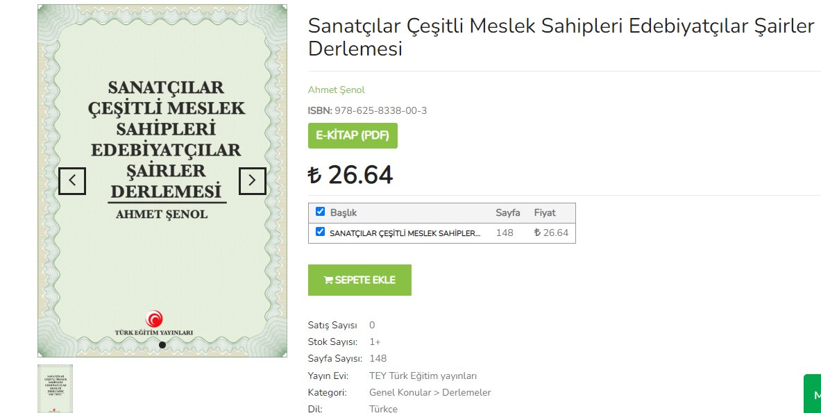 YENİ NESİL YAYINCILIK
Bölümlü ve POD opsiyonlu elektronik kitap dağıtım portalı: talebe.com
'Sanatçılar Çeşitli Meslek Sahipleri Edebiyatçılar Şairler Derlemesi ' TEY Yayınlarından e -kitap olarak yayınlandı. Sitemizden ulaşabilirsiniz.
talebe.com/.../sanatcilar…