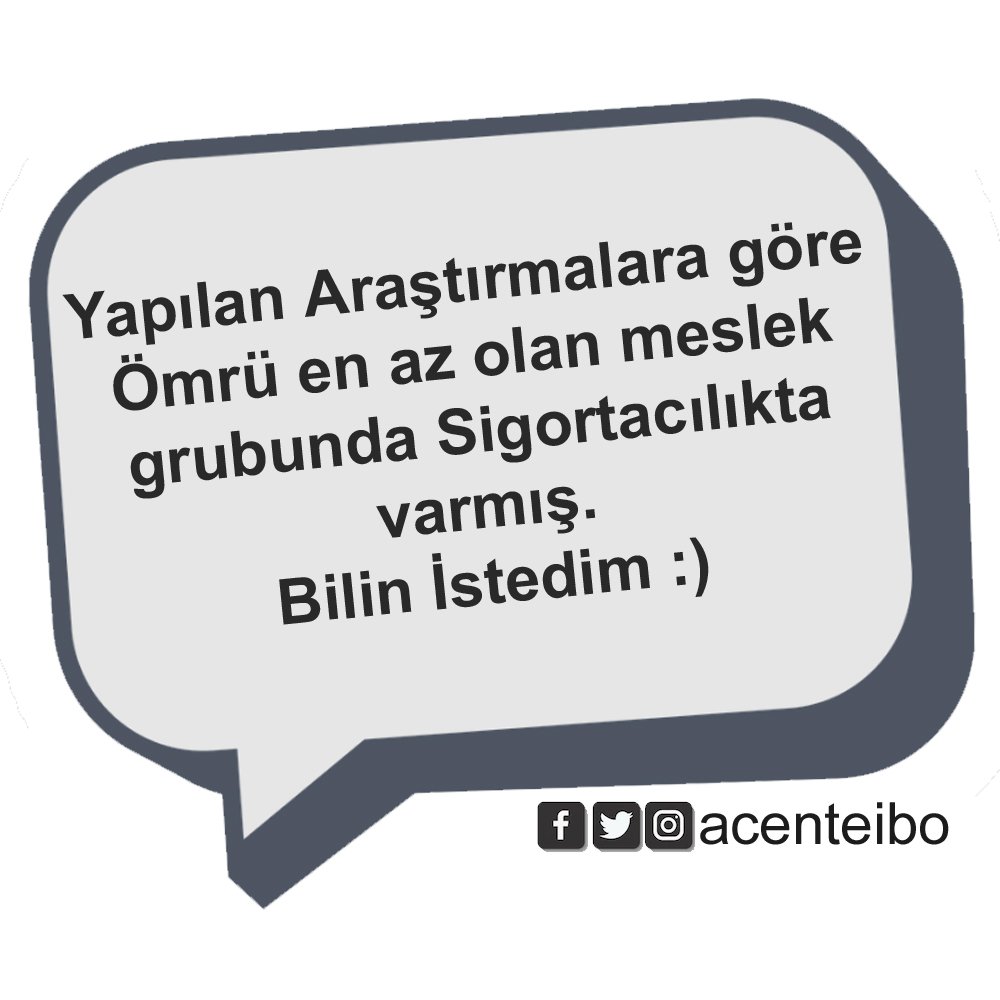 Yapılan araştırmalara göre ömrü en az olan meslek grubunda sigortacılık ya varmış. Bilin istedim :)

#Sigorta #sigortacı #Acente #SigortaAcentesi #Acenteibo
