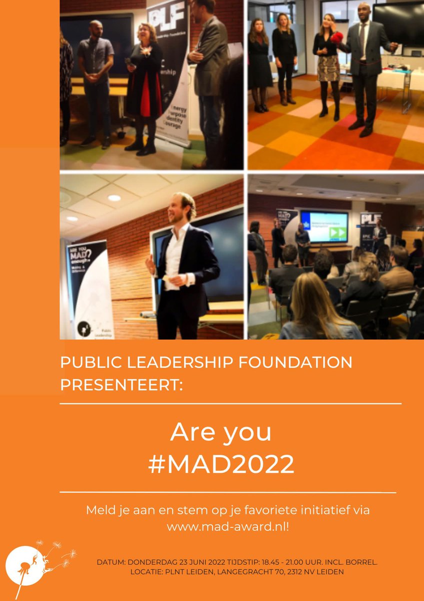 Wie is er hier nu MAD???
De <a href="/PLF_NL/">PLF Nederland</a> reikt de MAD award uit aan een initiatief dat écht het verschil maakt. De Buurvrouw&amp;BuurvrouwBus won de prijs in 2019 en zit nu in de jury.
Kom 23 juni van 18:45-21:00 bij PLNT, Langegracht 70 #Leiden. 
mad-award.nl