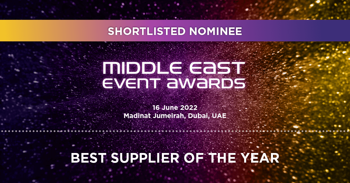 We are thrilled to announce we have been shortlisted for Best Supplier of the Year at the upcoming Middle East Event Show Awards 2022. We're delighted to be recognised for all of the team's hard work over the last year.

#MEES22 #MiddleEastEventShow #EventProfs