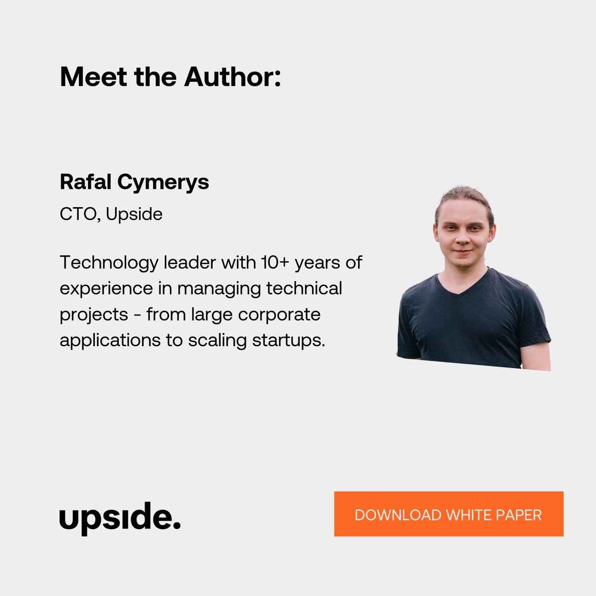 Meet <a href="/rafalcymerys/">Rafal Cymerys</a> our CTO and the author of the newly published white paper "Upgrading Core Frameworks of Large Production Applications":

Download your copy: upsidelab.io/white-paper