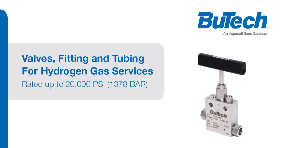 BuTech valves and components are designed to provide high-quality, safety, and reliable performance for hydrogen services, at pressures up to 20,000 PSI (1378 BAR). 

Explore BuTech’s extensive valve selection. 

ow.ly/u3nu50Jkl9r