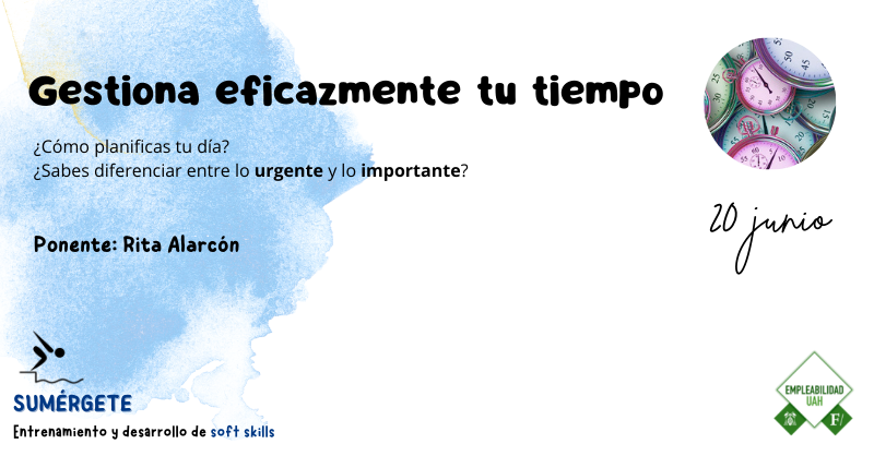 AlumniUAH's tweet photo. Aprende a organizar y distribuir correctamente el tiempo del que dispones en función de las actividades necesarias para alcanzar tus objetivos.
Inscríbete aquí: https://t.co/uvU1inZAtt
O desde el Career Center: https://t.co/uX0oU0Yq0T
#EmpleabilidadUAH #AlumniUAH #Sumergete https://t.co/Hku5gaxjXV