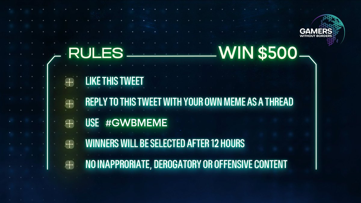 gwbps's tweet photo. Here’s your chance to win US$500 by making your own memes. We’ll select the best 3 Memes, but #PositiveVibez only. Winners will get a mention on our page. Entry closes after 12 hours. GOOD LUCK YO! 🔥
#GWBMeme https://t.co/79L8aPYhKT