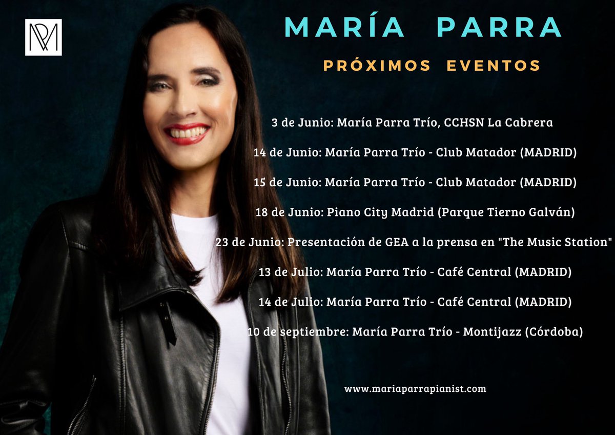 MariaParraPiano's tweet photo. Queridos amigos,
📆|Aquí tenéis las nuevas fechas que se han ido sumando a mi agenda en los últimos días.
🎹| Espero poder veros en alguna de estas convocatorias y compartir mi música con vosotros ❤️
#mariaparra
#mariaparratrio https://t.co/mNHZQ9Sr0b