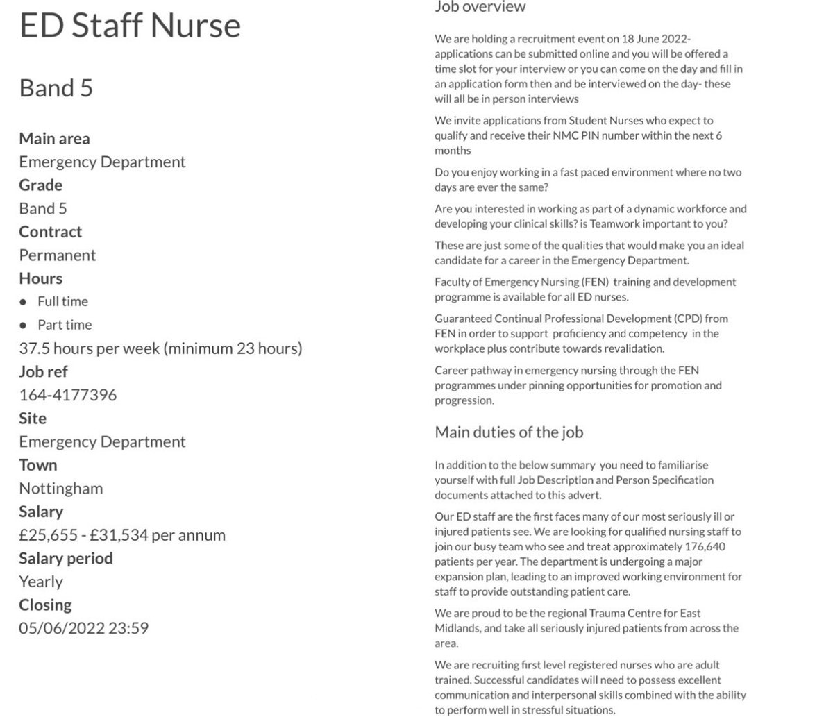 EDNUH_wellbeing's tweet photo. BAND 5 - ADULTS ED STAFF NURSE 

https://t.co/u9GeCMgPWW https://t.co/L4mb3uypoP