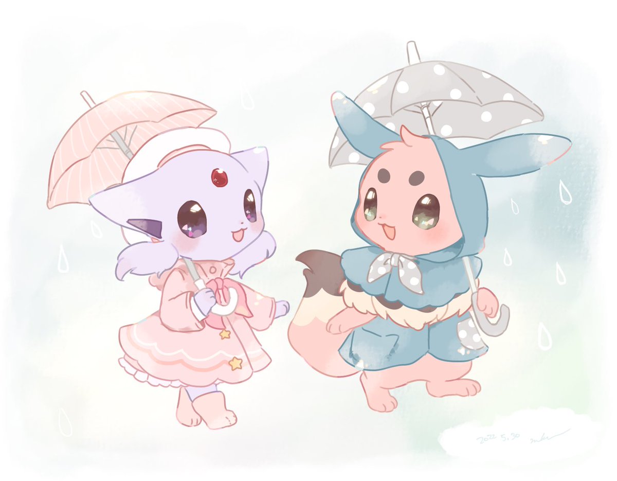 エーフィ 「もうすぐ雨が止みそうですぅ! 」|🤎mkt🤍のイラスト