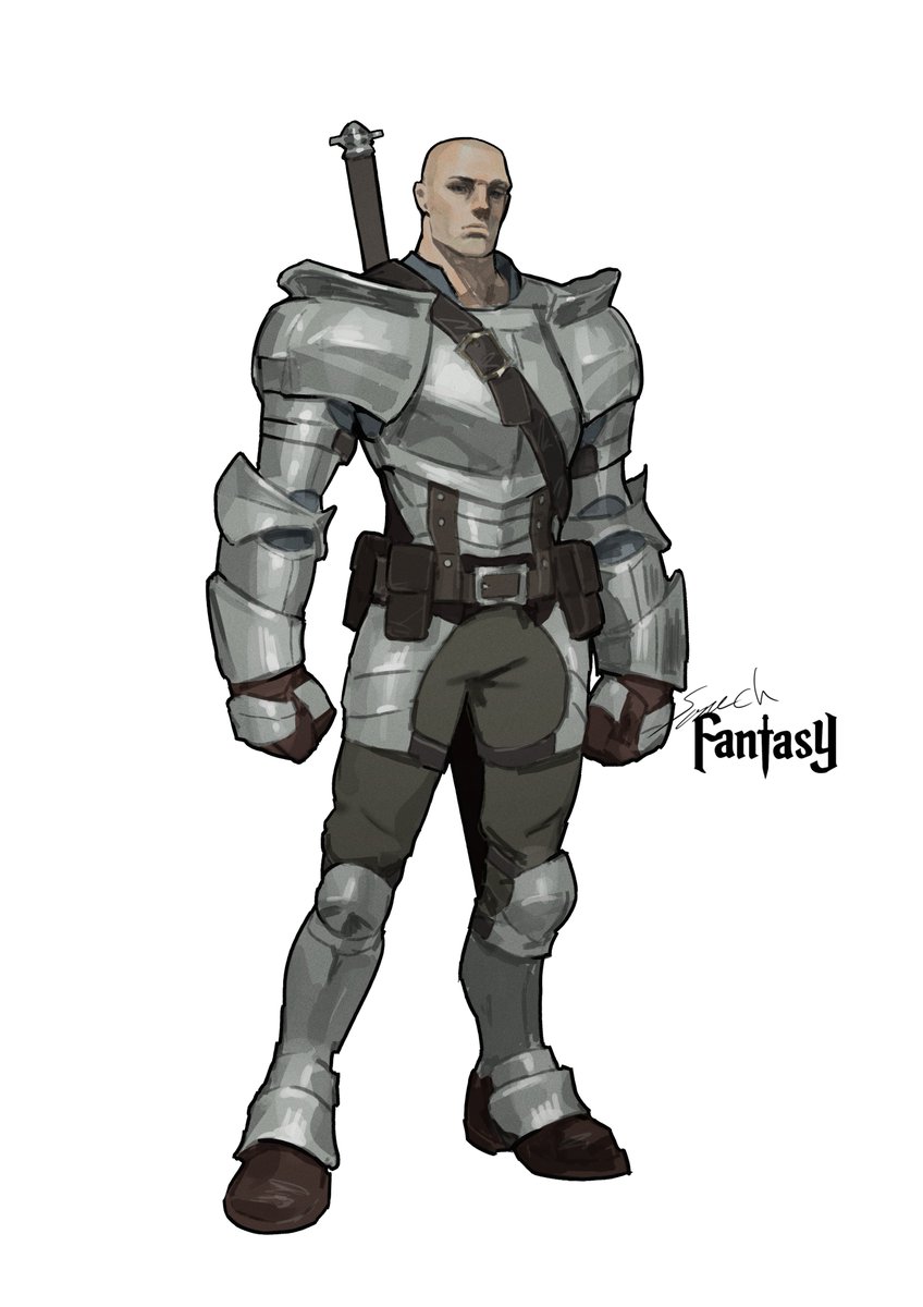 1boy armor bald male focus solo weapon on back shoulder armor  illustration images